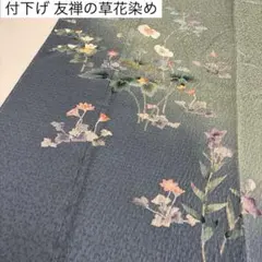 付下げ 友禅の草花染め 膨れの爽やか色味 紋なし 正絹AK-8748
