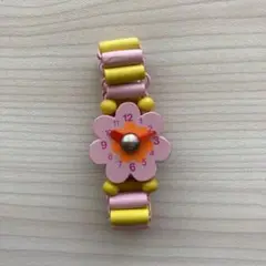 木製　腕時計　おもちゃ　ピンク　ベビー用　ブレスレット