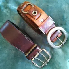 ★ビンテージベルトW88cm＆ダブルピンハトメベルトW87cm★２本セット