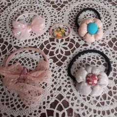 ヘアゴムセット 花モチーフ 5点