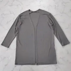 THE SHOP TK ロング丈 ノーカラー カーディガン 七分袖 グレー Mのサムネイル