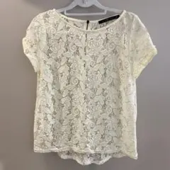 ZARA TRF レース 半袖ブラウス ホワイト Mのサムネイル