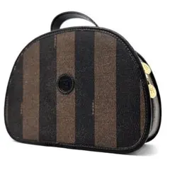 フェンディ　バニティバッグ　ペカン柄　FF ロゴ　ポーチ　ブラウン×ブラック