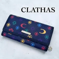 美品 CLATHAS 長財布 フラップ式ウォレット ネイビー カメリア　チャームのサムネイル