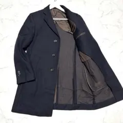 カシミヤ混✨ユニバーサルランゲージ チェスターコート ウール ネイビー L 美品】ユニバーサルランゲージ チェスターコート ウール 大きい