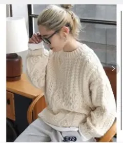 Ungrid パッチワークケーブルニット　アングリッド　アイボリー