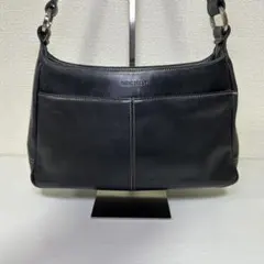 ナインウエスト 本革 レザーワンショルダーバッグ 黒 コントラストステッチのサムネイル