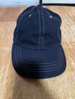 Polo Ralph Lauren 黒キャップ ピンクステッチ