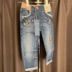 子供服 デニムパンツ 花柄刺繍
