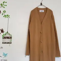 ルクールブラン/ リブニットロングカーディガン Vネック サイドスリットのサムネイル