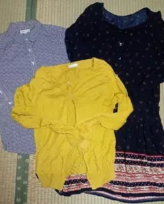 アースミュージックアンドエコロジー　ブラウス・ワンピース・カーディガン3点セット