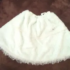 メゾピアノ　ドットチュールつきフェイクファースカート