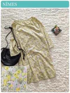 美品【NÎMES】ニーム　リバティ　花柄　チュニックワンピース　長袖のサムネイル