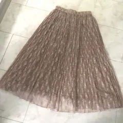 チュールレースプリーツロングスカート♡ベージュ♡新品　未使用