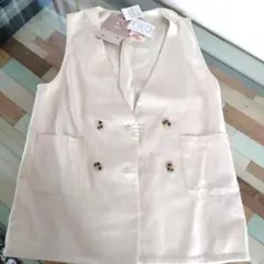 しまむら×choco ベージュ ダブルブレスト ベスト М 新品タグ付き