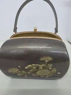 和装用バッグ グレー 金色花柄