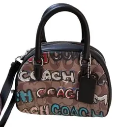コーチ COACH バスキア文字柄ミニボストン2WAY希少半円形がオシャレ