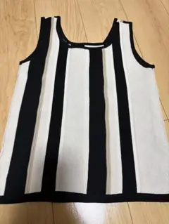 ストライプ柄 ノースリーブ ニットトップスのサムネイル