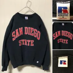 USA製 90s ラッセル サンディエゴ ステイト フェード スウェット 黒M