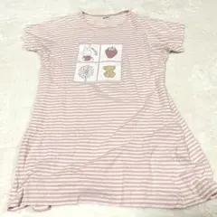 ミッフィー　ボーダー半袖ワンピース ピンク【XL】ルームウェア　ゆったり　大きいのサムネイル