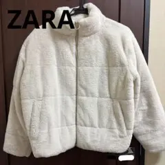 ダウン　ファー　zara もこもこ　コート　ジャケット　防寒　白のサムネイル