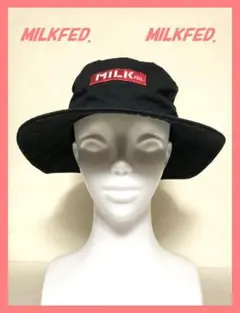 ミルクフェド☆超美品♪完売ロゴプレートバケットハット黒のサムネイル