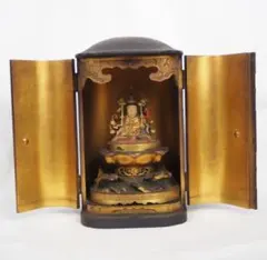 送料無料　江戸後期～明治　木造彩色八臂弁才天坐像・厨子　仏教美術 送料無料 江戸後期～明治 木造彩色八臂弁才天坐像・厨子 仏教美術