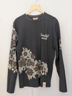 【花鳥】 ネイビー 長袖カットソー 42(L)