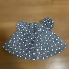クマ耳付きベビーキャップ　42cm 星柄ブルー