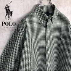 Ralph Lauren/ギンガムチェック ビッグサイズ 刺繍ロゴ 長袖シャツ