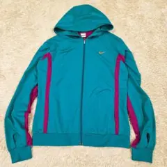 美品 NIKE FIT DRY パーカー ターコイズブルー 指通し付き XL