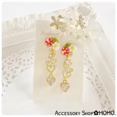 フラワー♡ビジュー・:*キラキラ♡ジルコニア♡ハンドメイドピアスorイヤリング♡