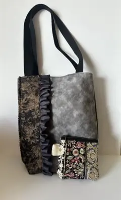 トートバッグ　インド刺繍リボンポーチ