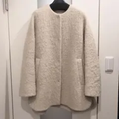 BEATING HEART アルパカ混 ノーカラーコート ピンクベージュ