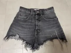 ZARA ダメージ グレー デニムショートパンツ EUR 36