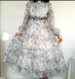 新品　L　　シフォン　ワンピース　メリハリ美スタイル