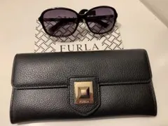 【極美品】FURLA 長財布 ブラック レザー　ロゴ入りサングラス　2点セットのサムネイル