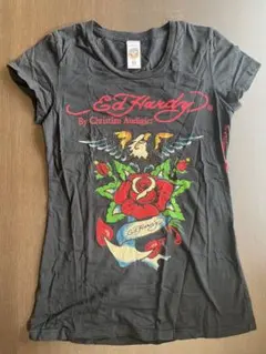 Ed Hardy ブラック Tシャツ　xsサイズ　ラインストーン6割位残ってます