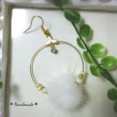 小粒パールのフープファーピアス(イヤリング)