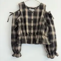 【アムリールガール】チェックブラウス（140cm）