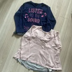 中古品：キッズ　カットソー　長袖Tシャツ 2着セット　サイズ130/140