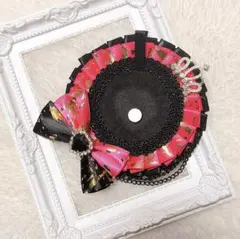 117 ハンドメイド 痛ロゼット ブラック ピンク