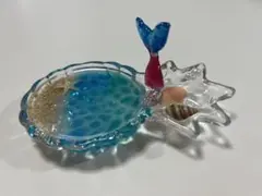 パイナップル型 ガラス トレイ レジン 海アート 人魚 ウロコ 貝殻