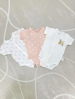 半袖 ロンパース ボディスーツ 3枚セット 前開き　ベビー　肌着 80cm