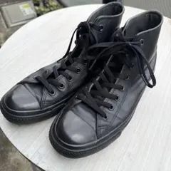 【本革】ブラック ハイカット スニーカー　コンバースオールスター　黒　27cm