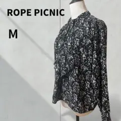 美品 ROPE PICNIC ボウタイ 花柄 長袖2WAYブラウス M
