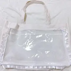 ダイソー DAISO 推しバッグ フリルマチ付トートバッグ 痛バッグ ホワイト