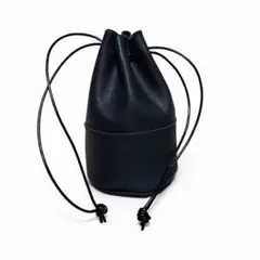 ハンドメイド/レザー巾着バッグ／本革/シンプル