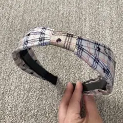 チェック柄　リボン　カチューシャ