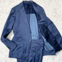 【美品✨シルク混】タリアトーレ スーツ セットアップ ヘリンボーン ブルー 48
